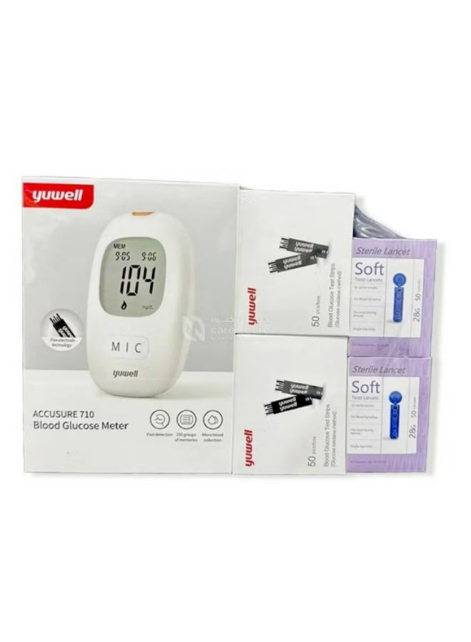 A Set Consisting Of A Blood Glucose Meter With Two Packs Of Glucose Test Strips And Two Packs Of Lancets